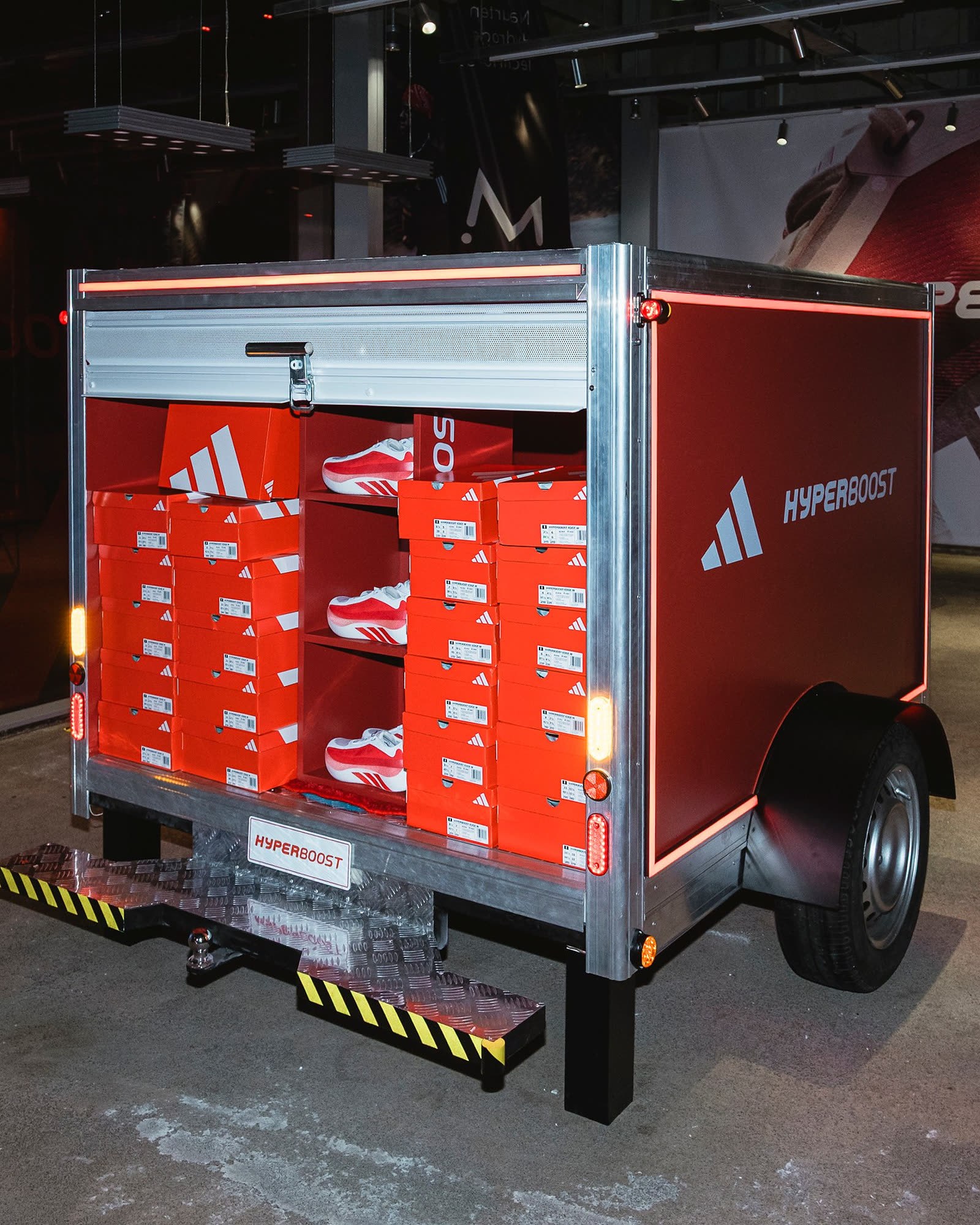 adidas Hyperboost trailer stacked with shoe boxes